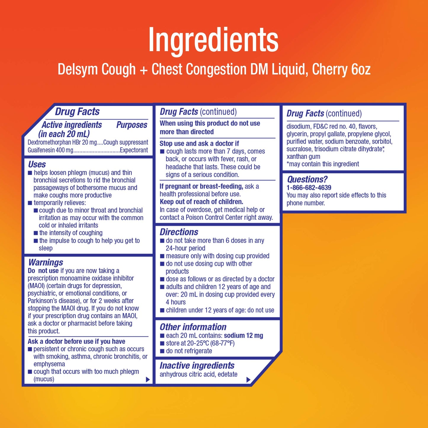 Delsym Cough Plus Chest Congestion DM Relief Cherry Taste Liquid - 6 fl oz 11/24