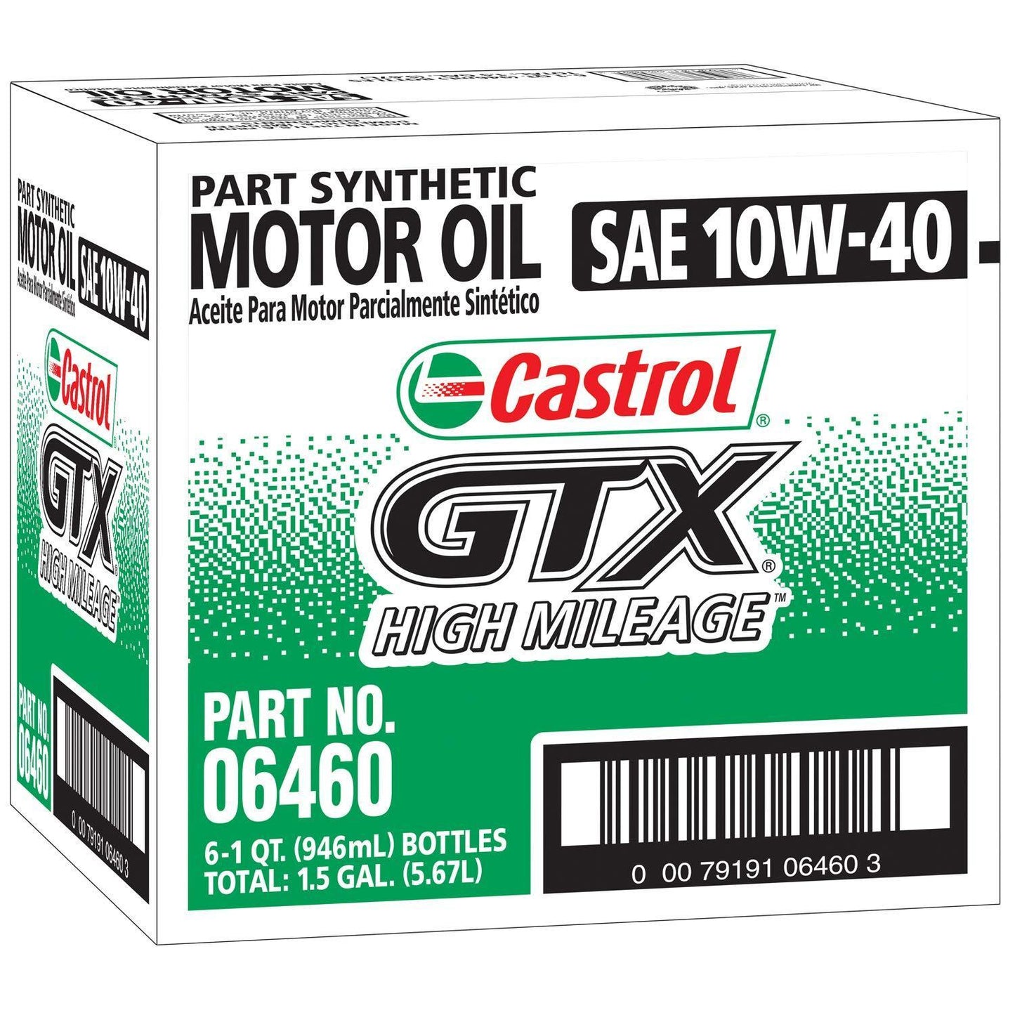 Castrol 06460 GTX High Mileage 10W-40 Synthetic Blend Motor Oil, 1 Quart, 6 Pack