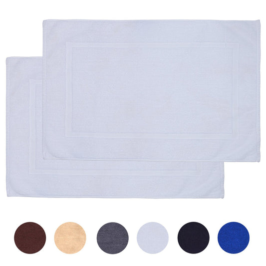 Alurri Luxury Bath Mat  2 Pack Bundle - 100% Ringspun Cotton - Mold Resistant  Hotel and Spa Bath Rug, Machine Washable, Quick Dry  Thick, Soft & Super Absorbent - Extra Wide 21" x 34" Inch - White