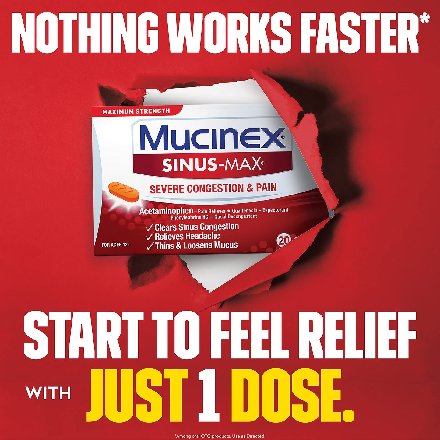 4pk Mucinex Sinus-Max Max Strength Severe Congestion Exp 4/23 NO BOXES
