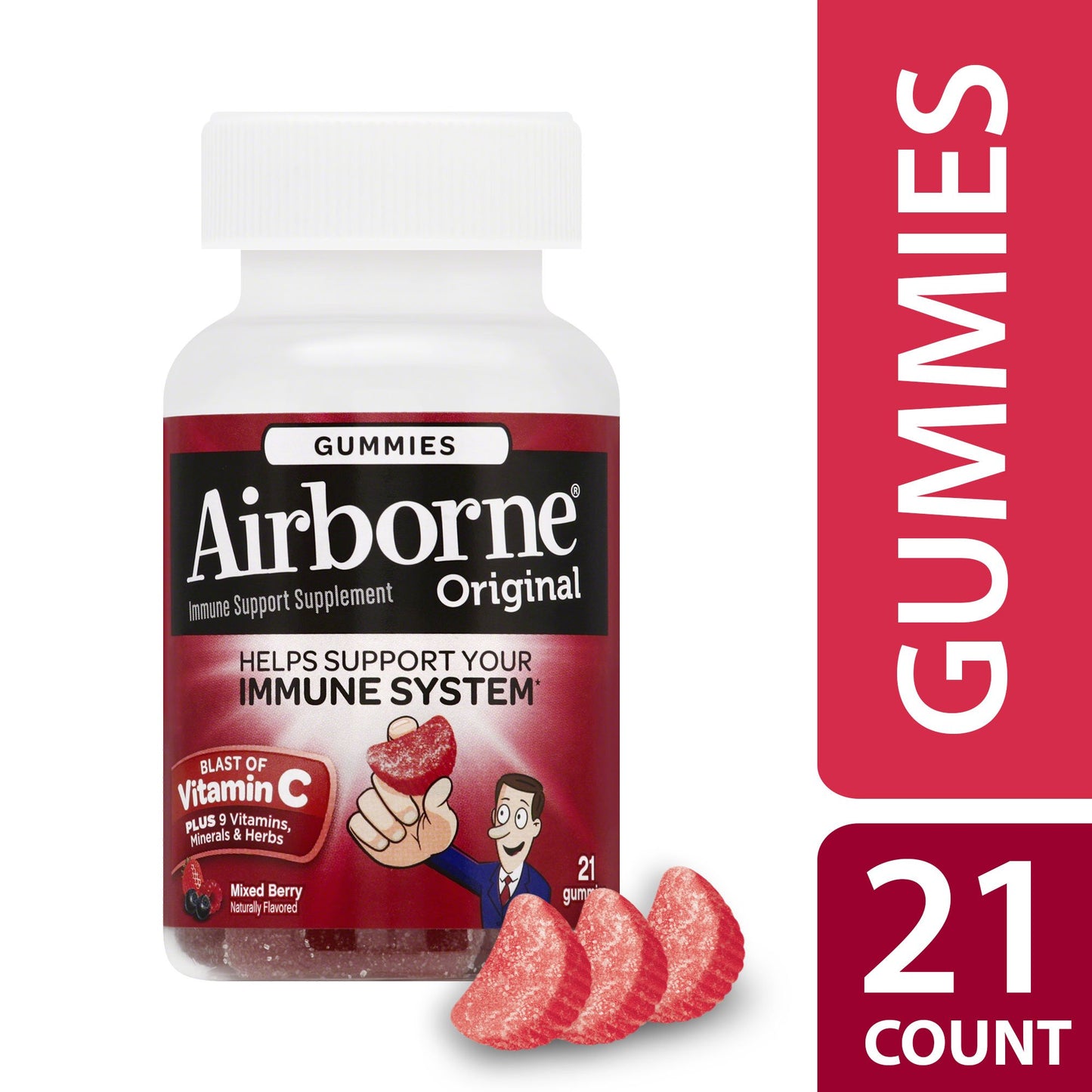 Airborne Gummies Immune Support Supplement, Berry, 21 Count EXP 7/2023