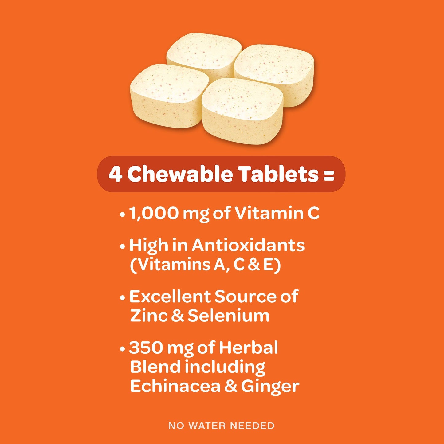 Airborne Citrus Chewable Tablets 1000 mg of Vitamin C Immune Support Supplement, 32 Count