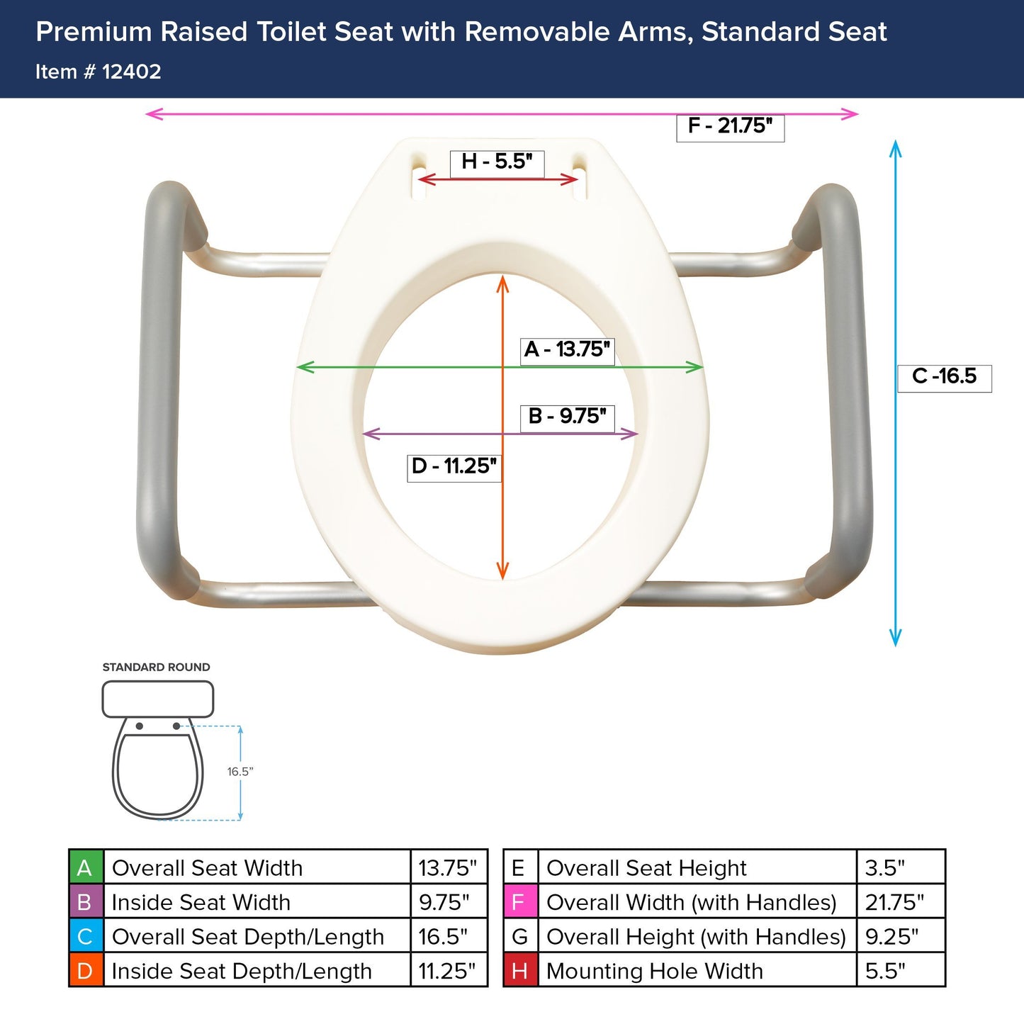 Drive Medical Premium Seat Riser with Removable Arms, Standard Seat