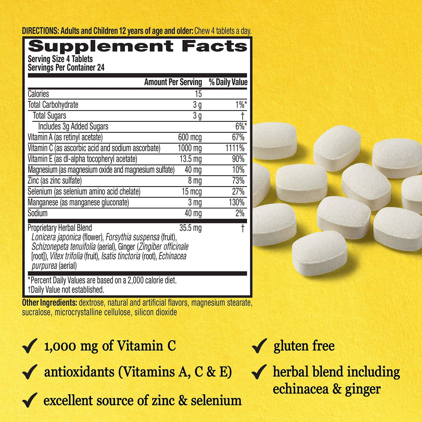 Airborne - Immune System Support Supplement Original Citrus - 96 Chewable