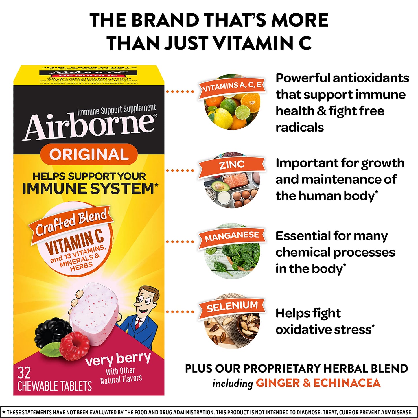 Airborne Original Vitamin C 32 Chewable Tablets Very Berry Lot Of 3 New Sealed