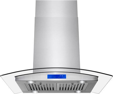 AKDY 30" Stainless Steel Island Mount Range Hood Tempered Glass Dented See PIC