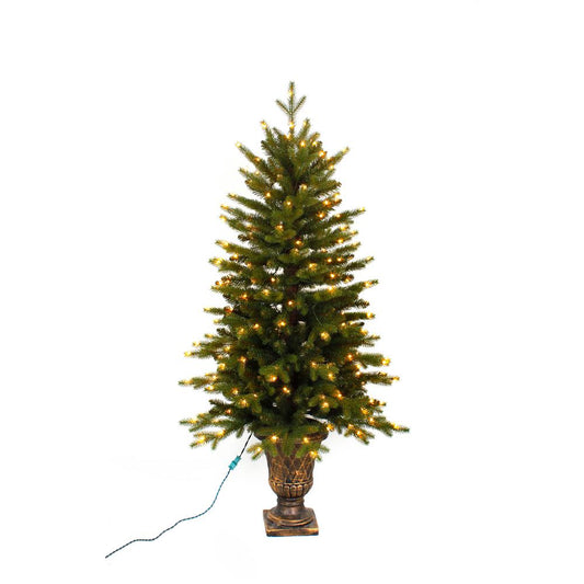 4 ft. Pre-Lit LED Aspen Fir Potted Artificial Christmas Tree with Warm White Micro Dot Lights