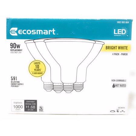 90W Equivalent Bright White PAR38 Non-Dimmable LED Flood Light Bulb (4-Pack)