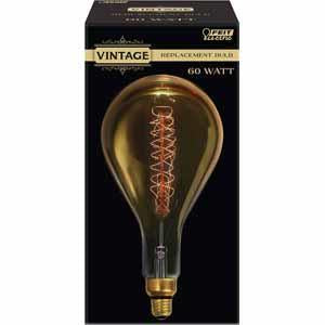 60-Watt Soft White (2200K) PS52 Dimmable Incandescent Vintage Style Large Amber Glass Light Bulb