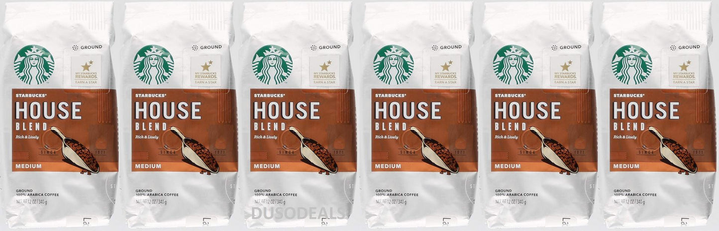 6 PACK Starbucks House Blend Medium Ground Coffee 12 Oz Beast Before Jan 2020