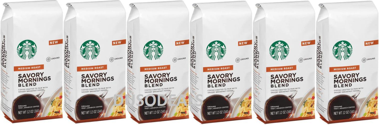6 PACK Starbucks Savory Mornings Medium Roast Ground Coffee - 12oz BB JAN 2020