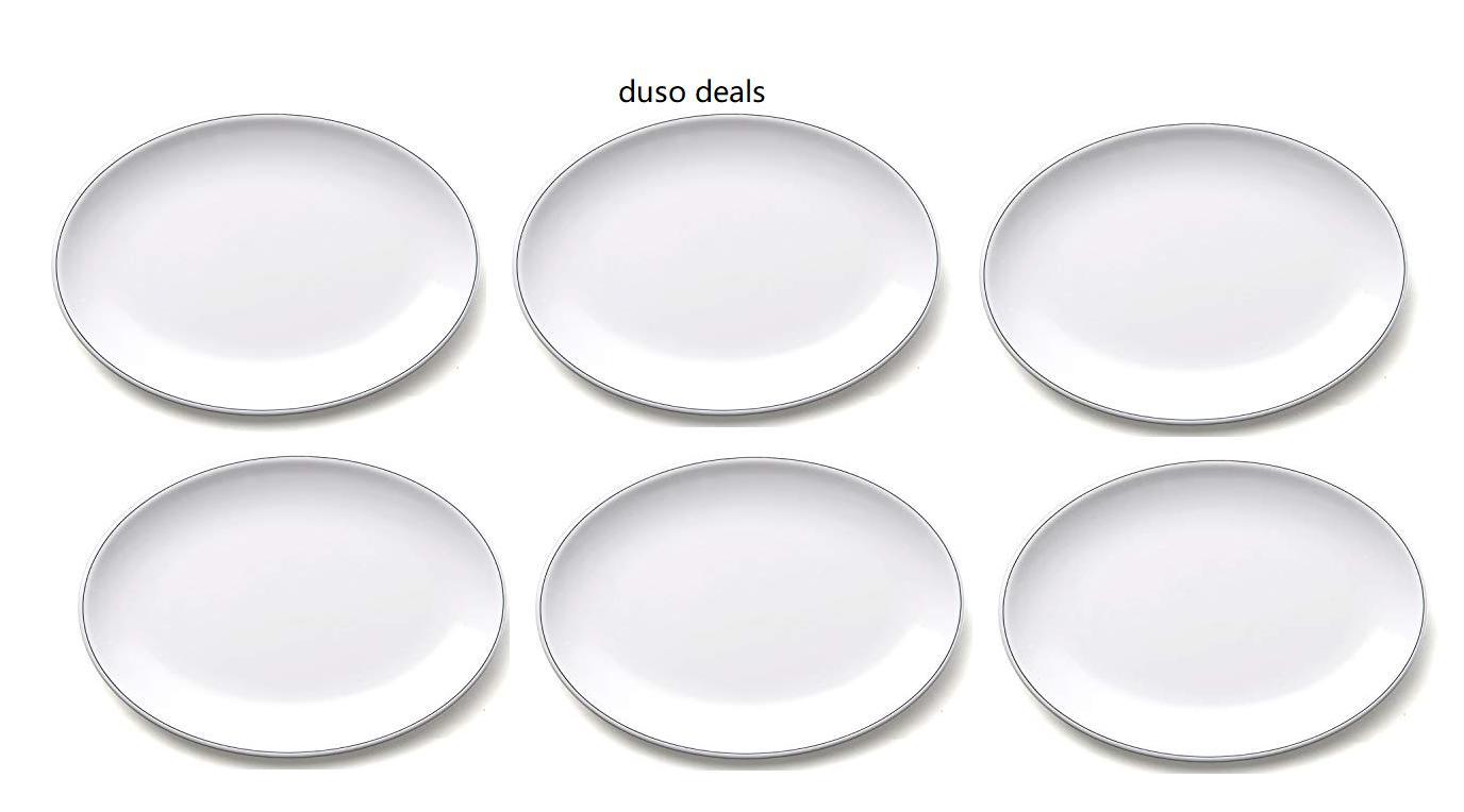 Elite Global Solutions Oval Plate, D2211L-W  White w/Black Trim (Pack of 6)