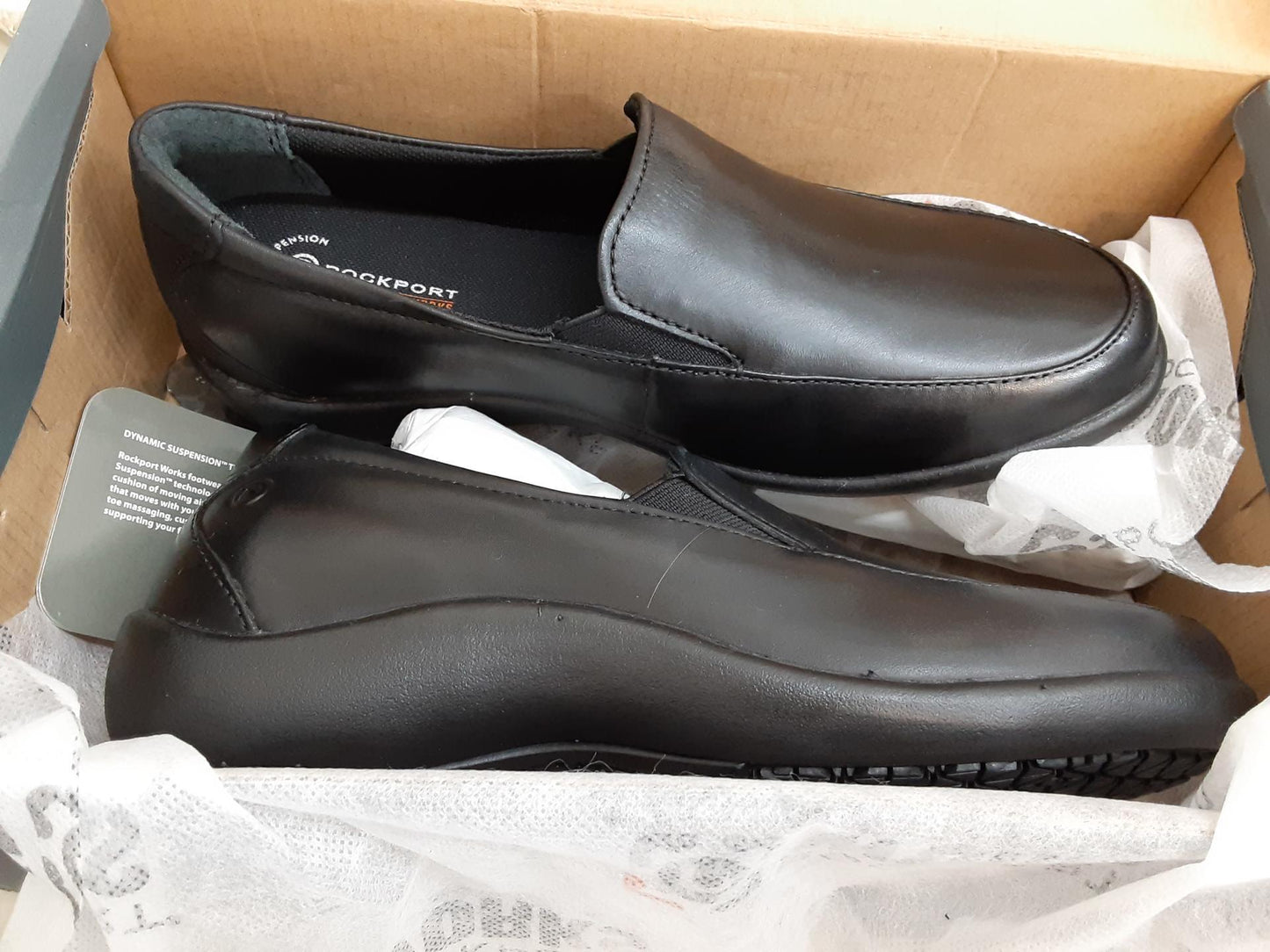 Rockport Works workup Black slip on causal 1" wedge dynamic suspension -womens