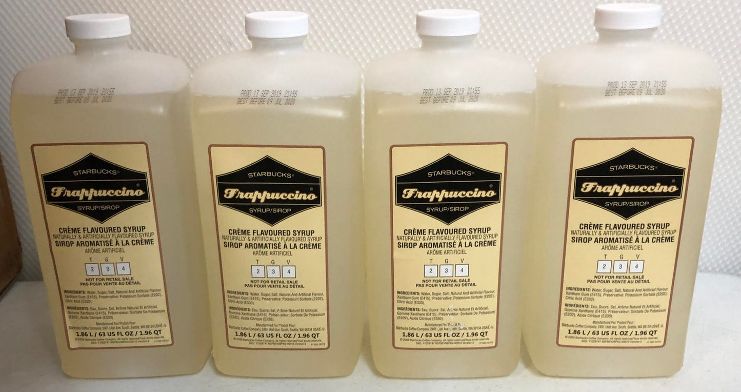 4 X Starbucks Frappuccino Syrup Creme Flavored Beverage Base 63 OZ Best By 7/20