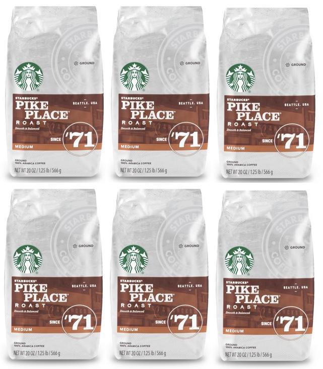 6 PACK Starbucks Pike Place Ground Coffee (20 oz. EA) BEST BEFORE DECEMBER 2019