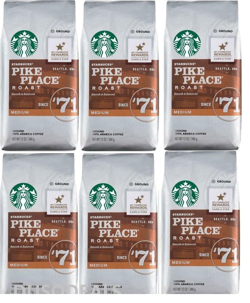 6 PACK Starbucks Medium Pike Place Ground Coffee 12 oz BEST BEFORE NOVEMBER 2019