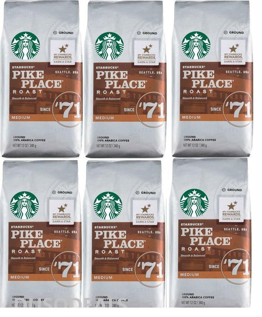 6 PACK Starbucks Medium Pike Place Ground Coffee 12 oz BEST BEFORE NOVEMBER 2019