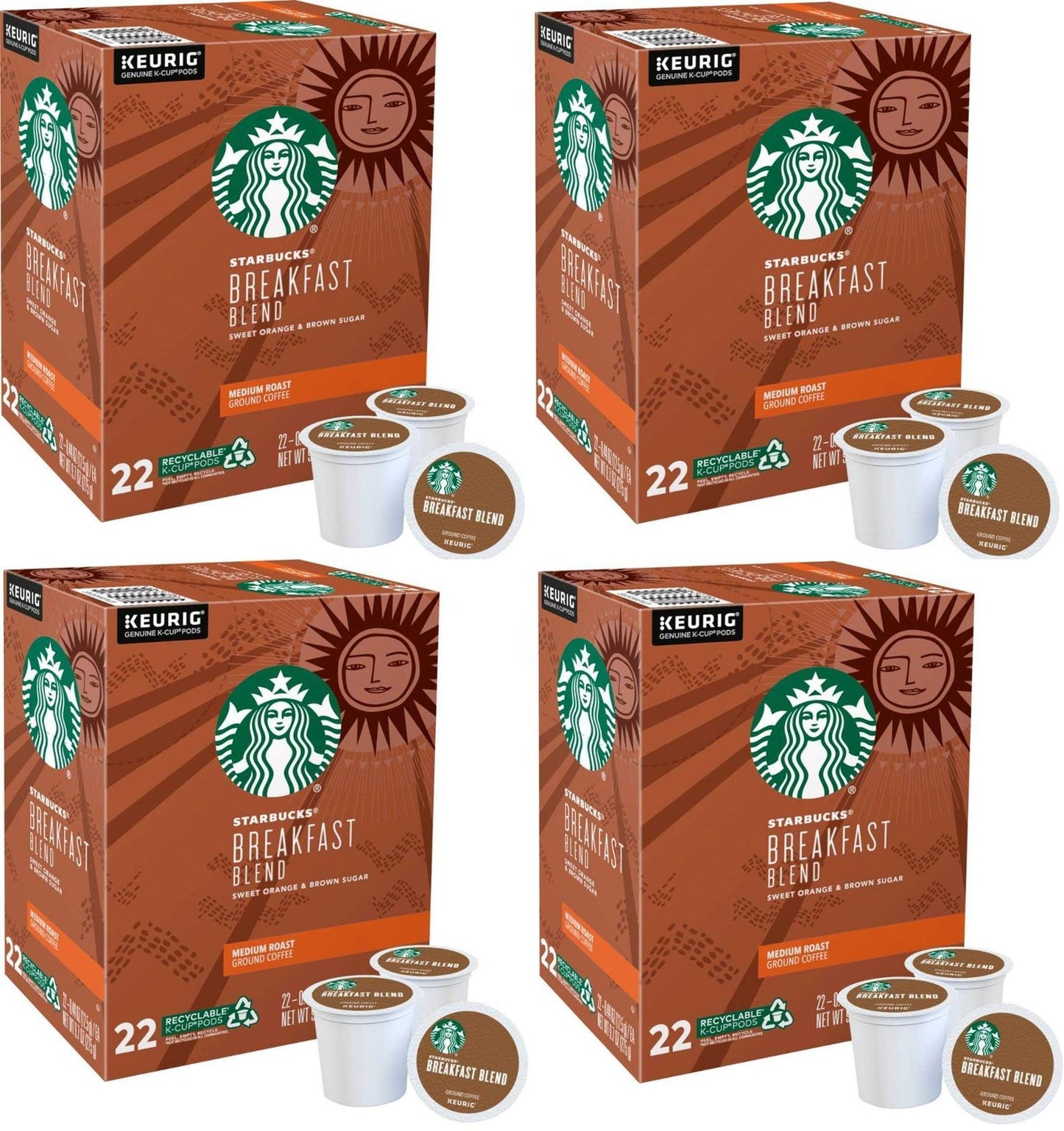 88 COUNT Starbucks Breakfast Blend Medium Roast K-Cup Coffee Best Before 7/2020