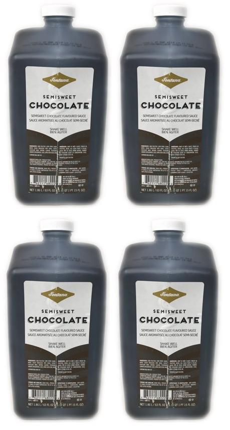 4 PACK Fontana Semi-Sweet Chocolate Mocha Sauce with Pumps Best Before June 2020