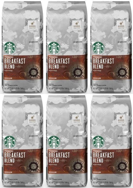 6 Pack Starbucks Breakfast Blend Ground Coffee 20 OZ EA Best Before August 2020