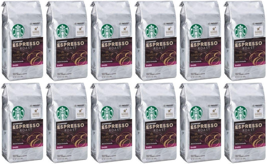 12 PACK Starbucks Espresso Dark Roast Ground Coffee Best Before October 2020