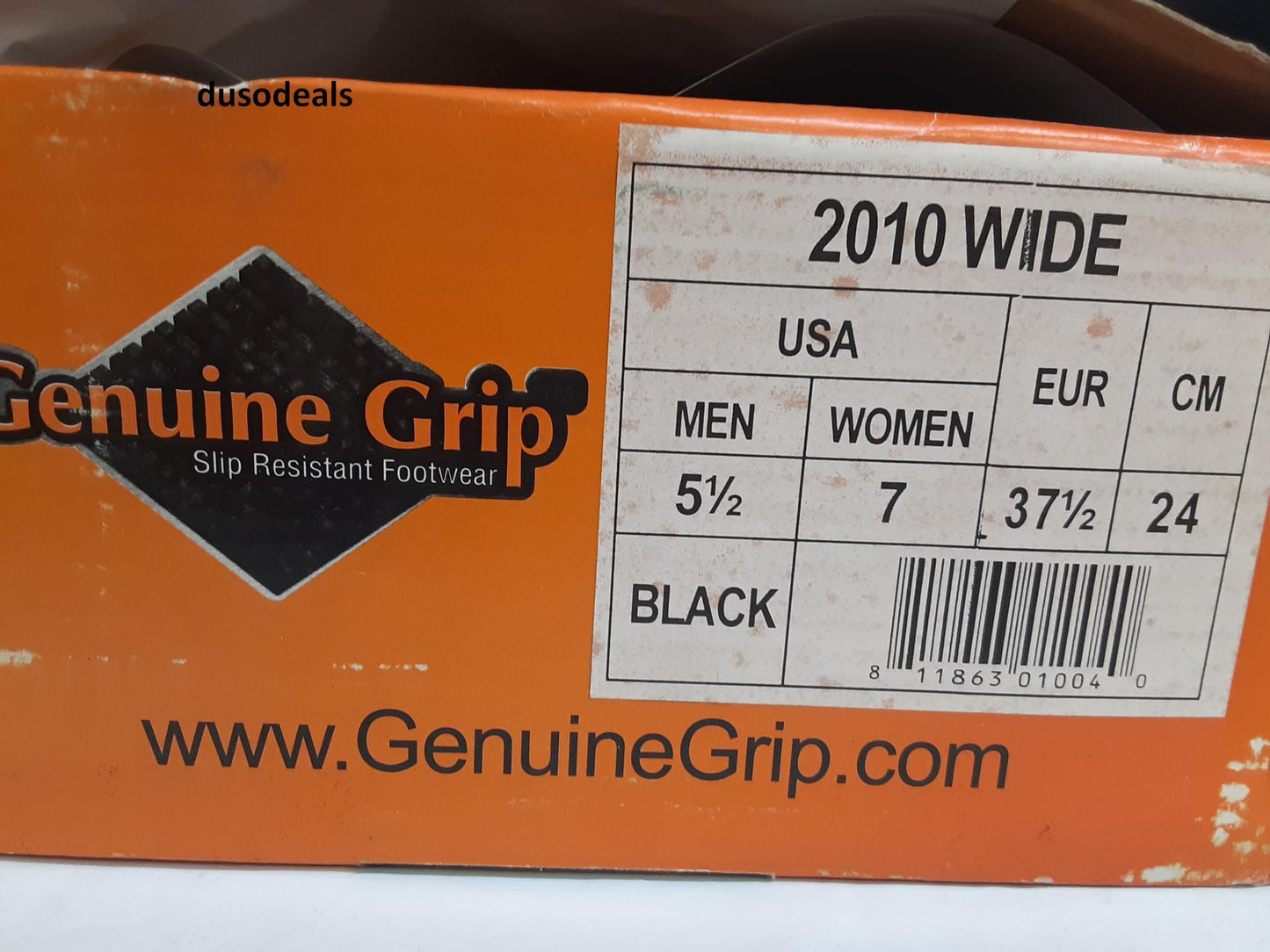 Genuine Grip Slip Resistant Footwear, '2010wide', Unisex sizes*, BLACK