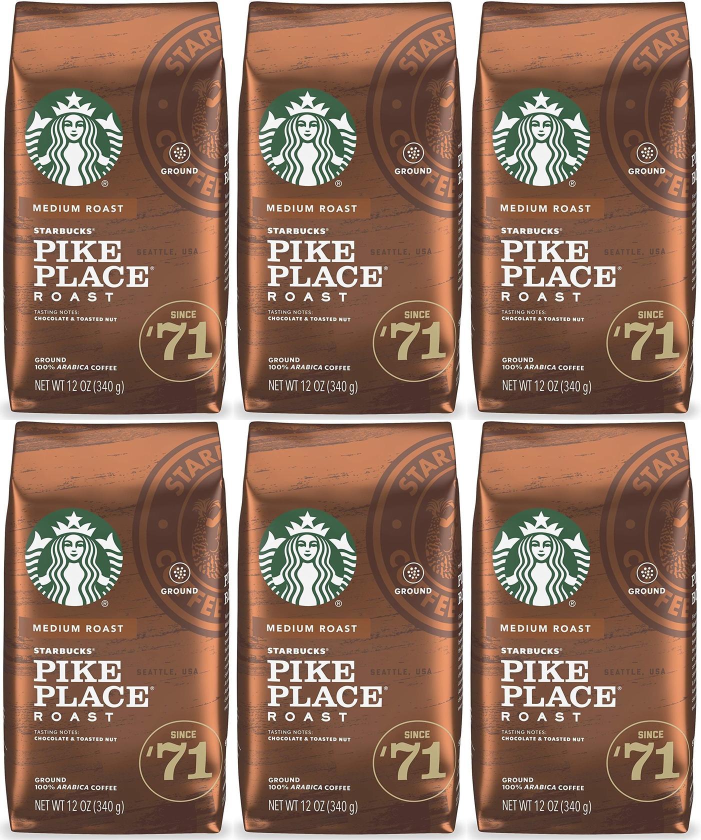 6 PACK Starbucks Medium Pike Place Ground Coffee 12 oz BEST BEFORE NOVEMBER 2020