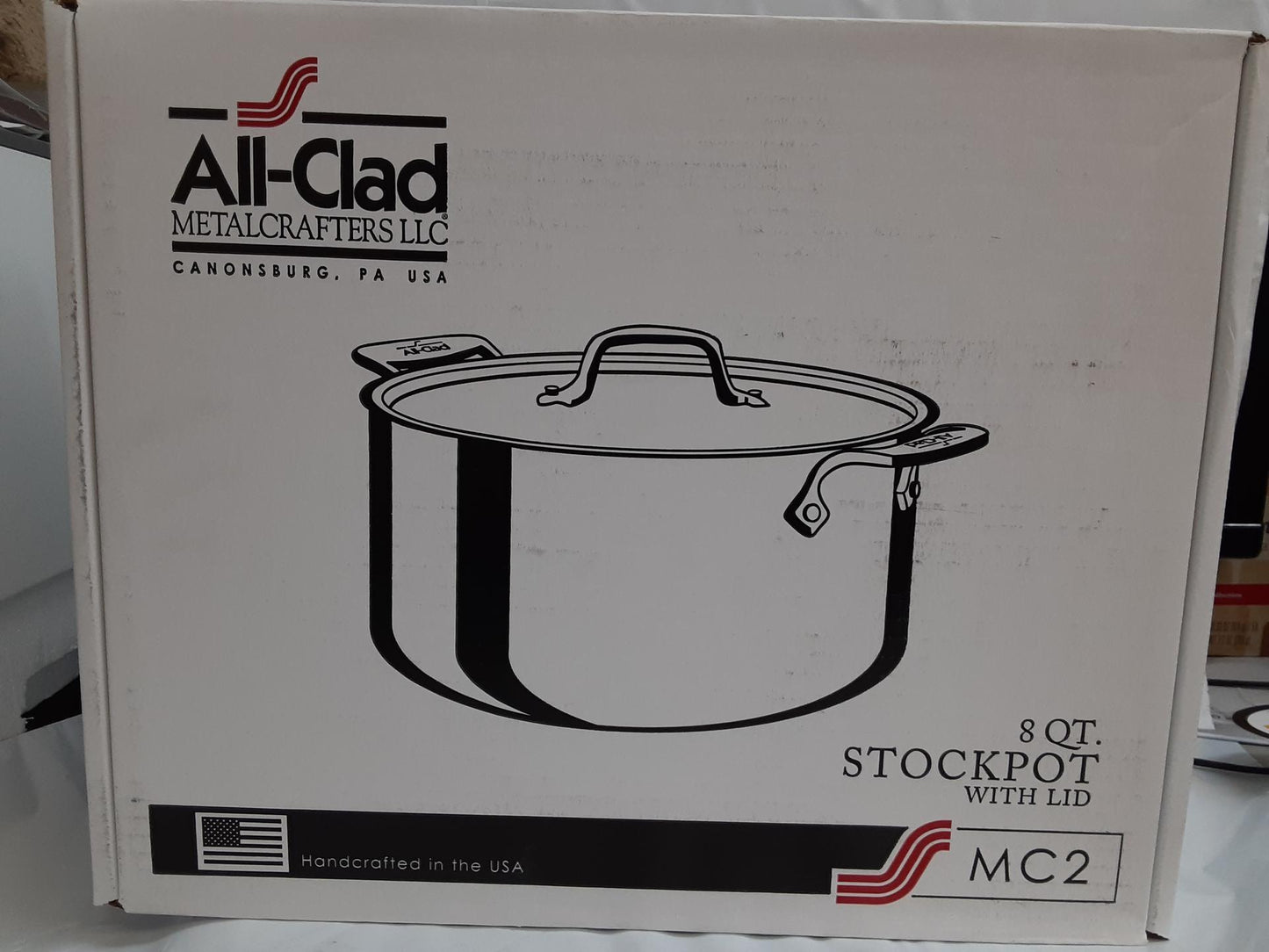 All-Clad MC2 8 QT Stockpot with Lid, 7508, Stainless Steel, MADE IN THE USA