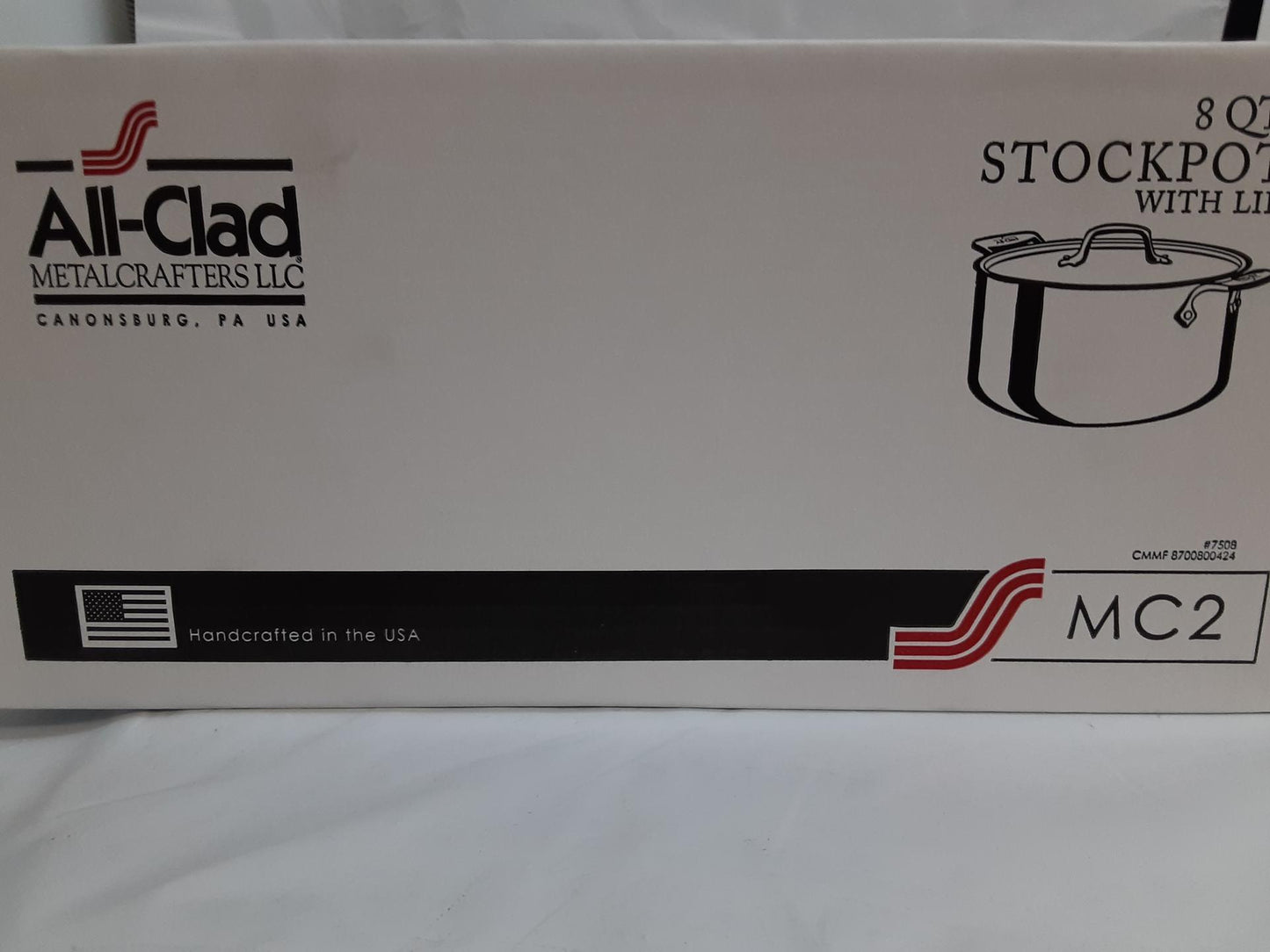 All-Clad MC2 8 QT Stockpot with Lid, 7508, Stainless Steel, MADE IN THE USA