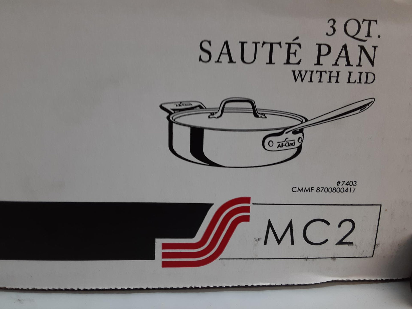 All-Clad-MC2 3 QT Saute Pan with Lid, 7403, Stainless Steel -Made in the USA