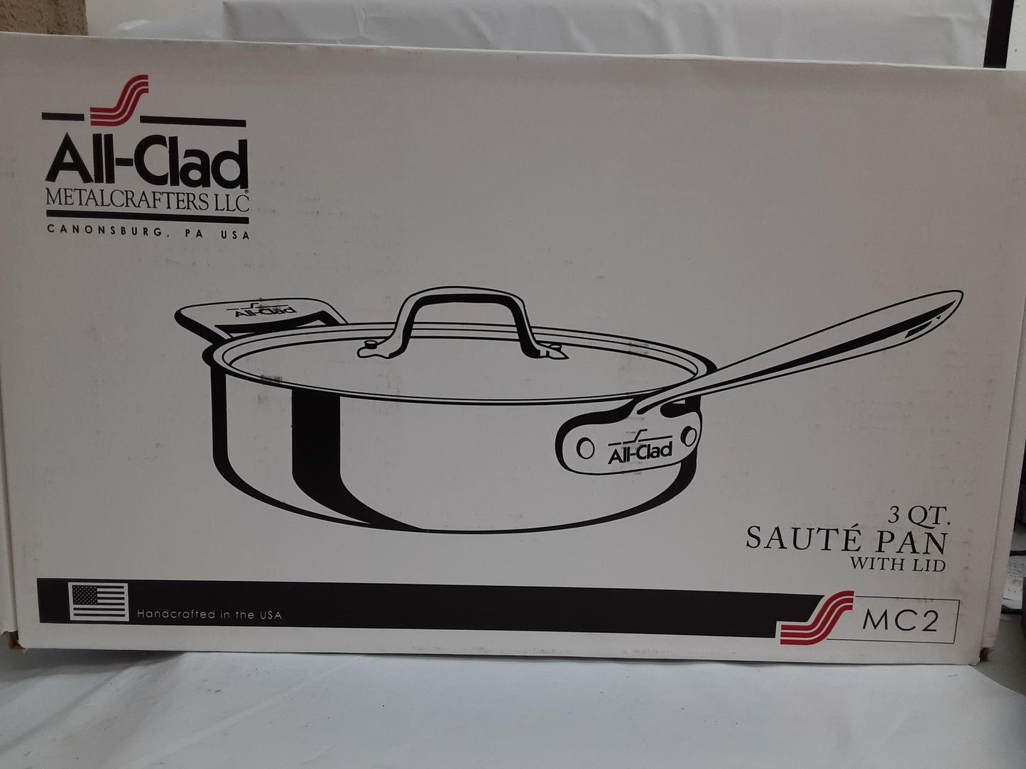 All-Clad-MC2 3 QT Saute Pan with Lid, 7403, Stainless Steel -Made in the USA