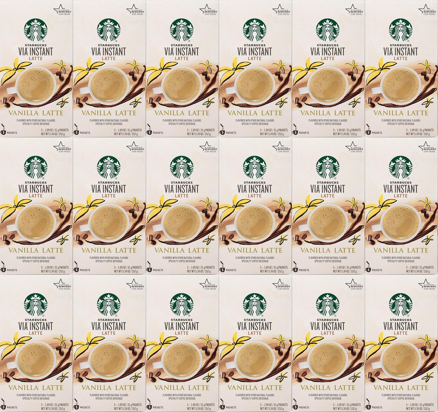 90 COUNT Starbucks VIA Instant Latte Vanilla BBD 1/2021 HUGE LOT !!!