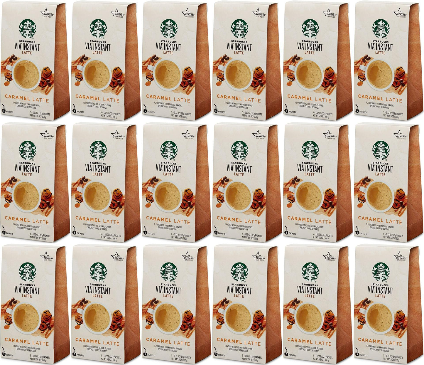 90 COUNT Starbucks via Caramel Latte Instant Coffee Flavor BBD 11/2020 HUGE LOT