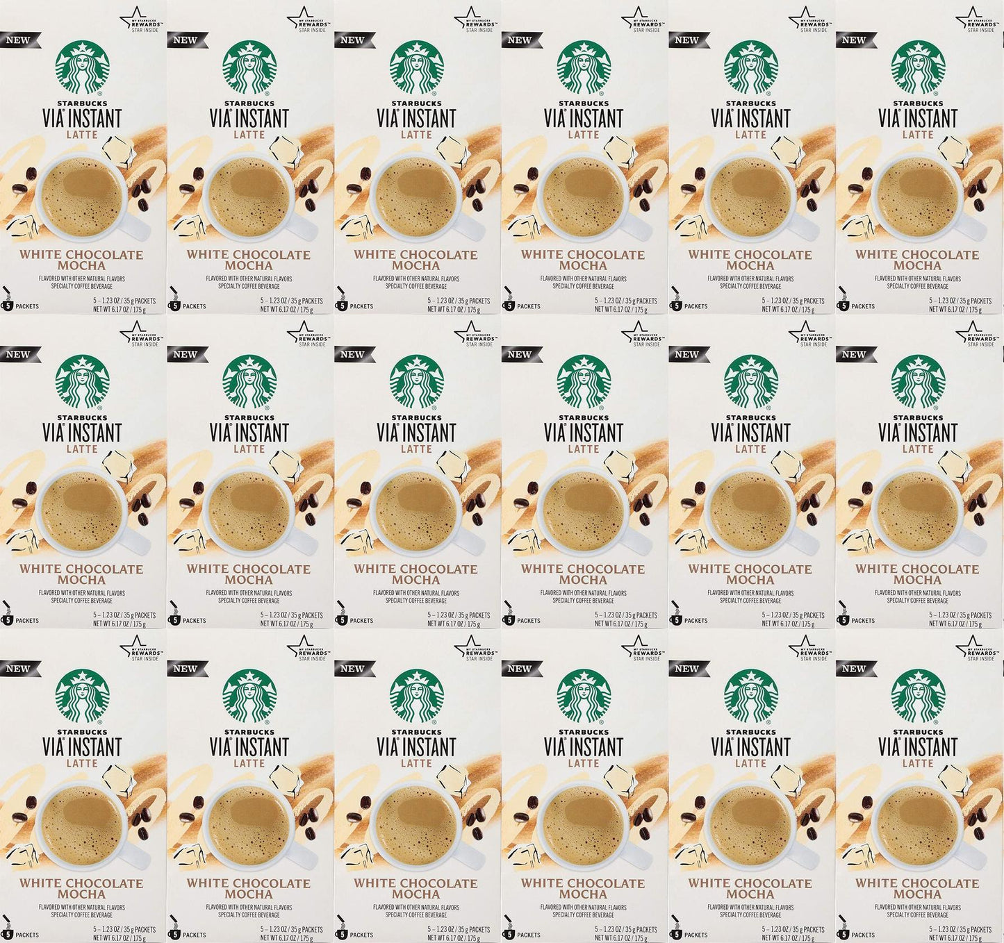 90 COUNT Starbucks Via White Chocolate Mocha Latte Flavor BBD 1/21 HUGE LOT !!!