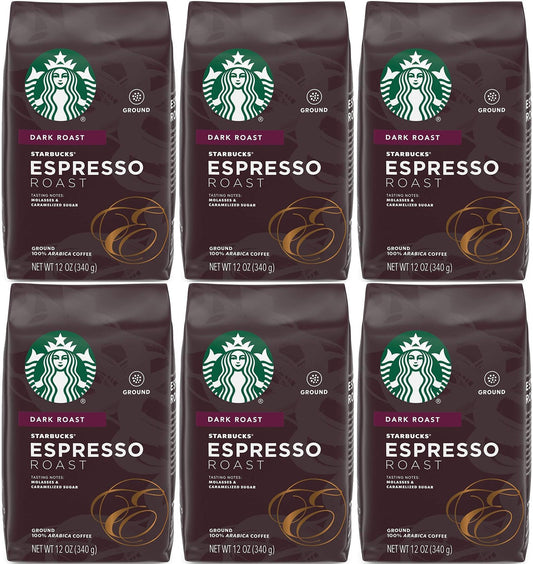 6 PACK Starbucks Espresso Dark Roast Ground Coffee Best Before 12/2020