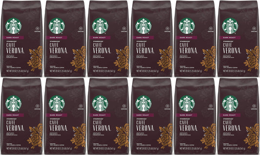 12 PACK Starbucks Caffe Verona Dark Roast Ground Coffee 15LBS!! Best Before 2/21
