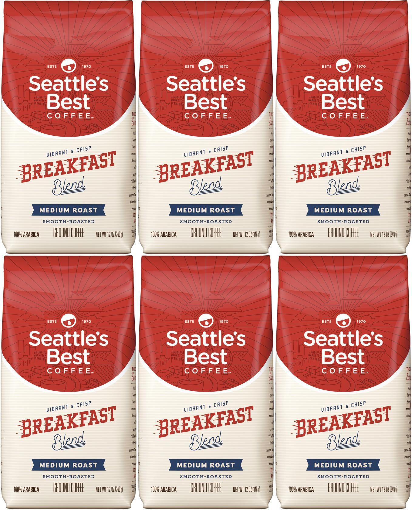 6 Pack Seattle's Best Breakfast Blend Ground Coffee 12oz Each Best Before 2/2021