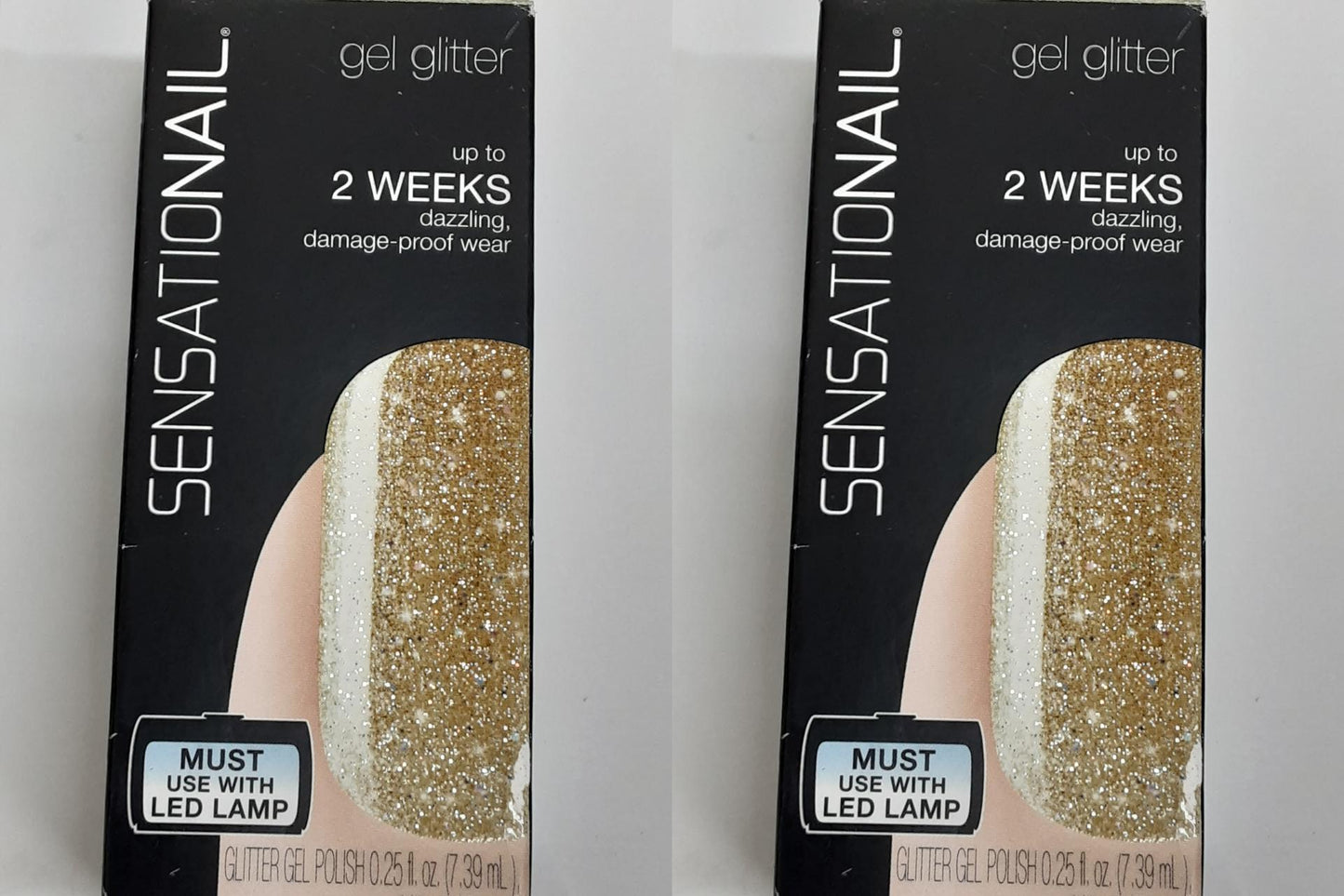 Sensationail by Nailene, Gel Glitter Polish -Gold, NEW- Lot of TWO, 0.25 fl oz
