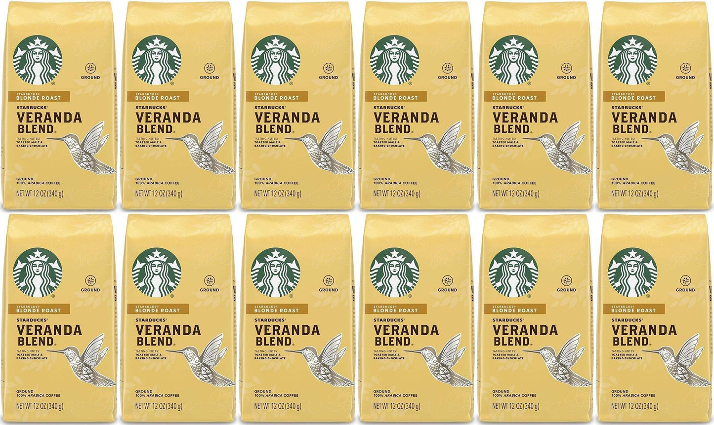 12 PACK Starbucks Veranda Blend Blonde Roast Ground Coffee Best Before 2/2021