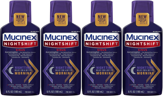 4 PACK Mucinex NIGHTSHIFT Sinus 6 oz each Sealed Exp 07/2022
