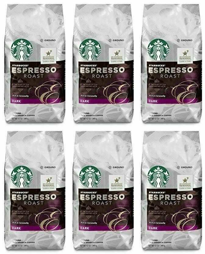 6 PACK Starbucks Espresso Dark Roast Ground Coffee Best Before 11/2020