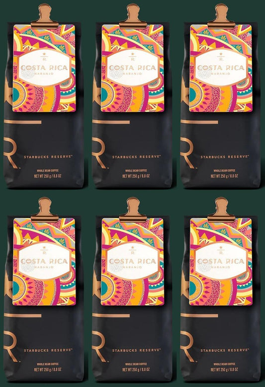 6 PACK Starbucks Reserve Costa Rica Naranjo Whole Bean 8.8oz Best Before 3/2021