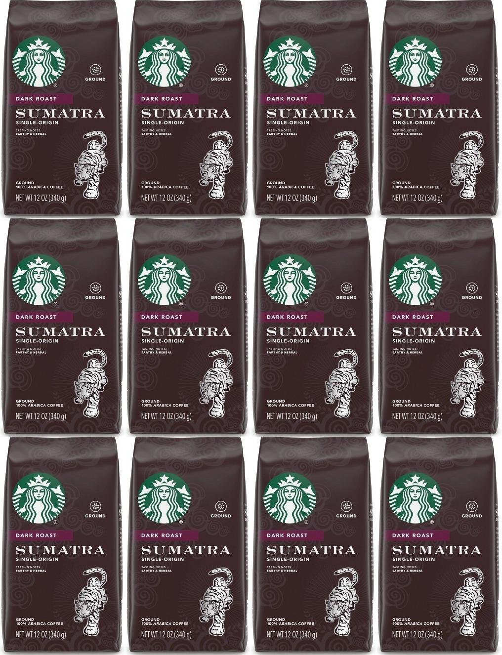 12 PACK Starbucks Sumatra Dark Roast Ground Coffee Best Before 10/2021