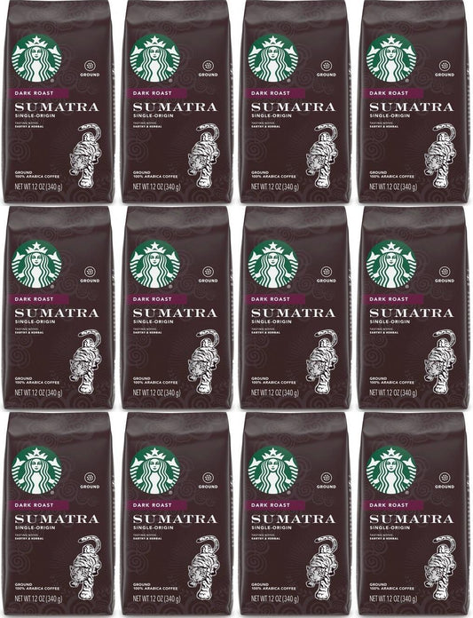 12 PACK Starbucks Sumatra Dark Roast Ground Coffee Best Before 10/2021