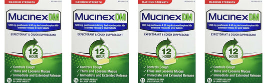 4 pack Mucinex DM Maximum Strength 12-Hour 14 ct