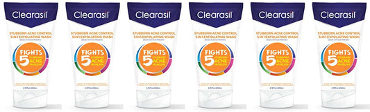 6 pack Clearasil Stubborn Acne Control 5in1 Exfoliating Wash 6.78 fl. oz