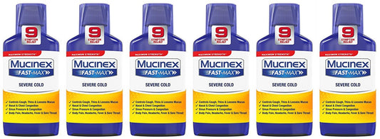 6 pack Mucinex Fast-Max Severe Cold Relief Liquid, 6oz