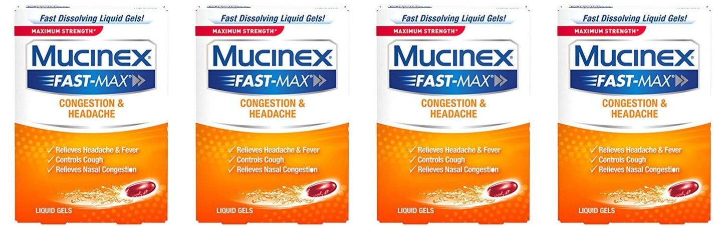 4 pack Mucinex Fast-Max Max Strength (16ct) EXP 12/2021