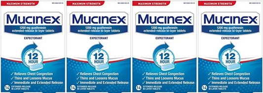4 pack of Mucinex Maximum Strength EXP 7/2023 14 CT 56 Total Count