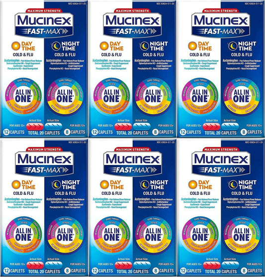 6pk of Mucinex Maximum Strength Fast-MAX  Day & Night All-in-One 20ct EXP 11/22